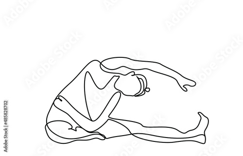 an athlete woman doing a stretch drawing style concept