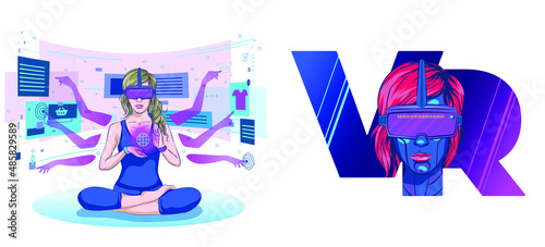 Virtual shopping metaverse vector website template, web page and landing page design for website and mobile site development. Virtual reality and online shopping.