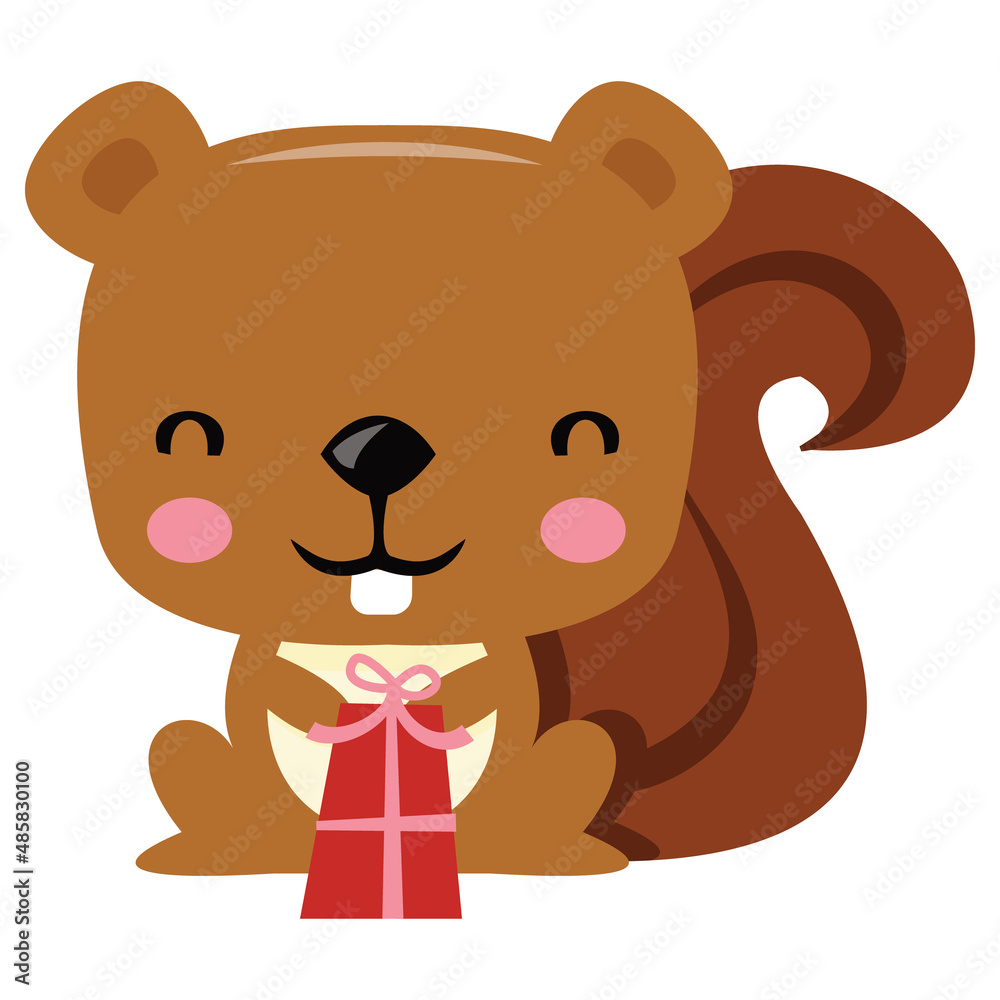 Fototapeta premium Cartoon Christmas Squirrel