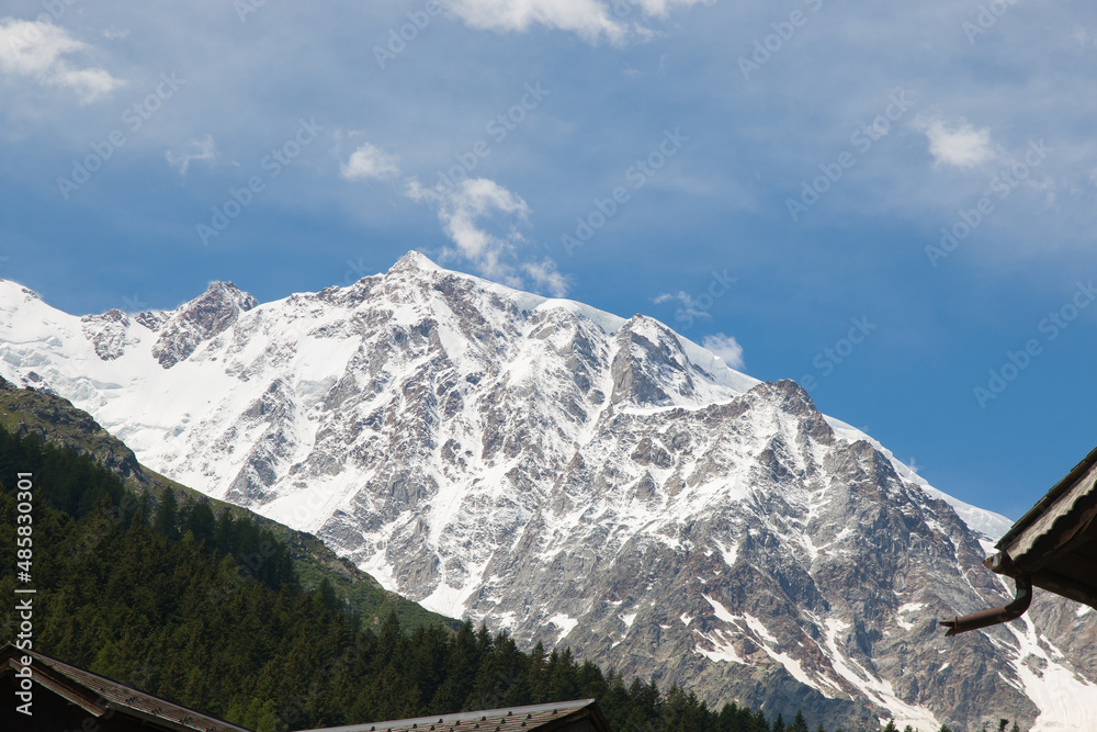 Panoramic view of the summit of Monte Rosa in Valle Anzasca, Piedmont, Italy