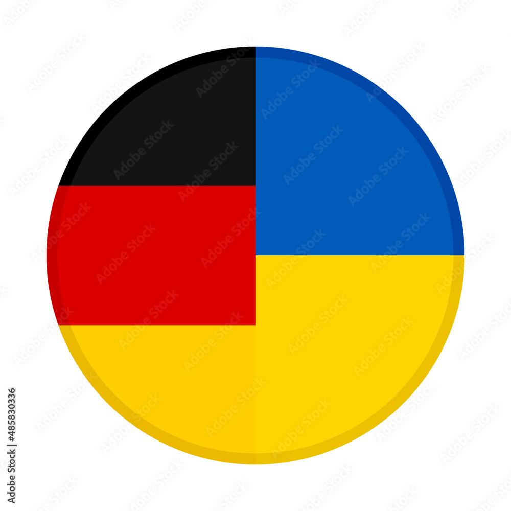 round icon with germany and ukraine flags. vector illustration isolated on white background round icon with germany and ukraine flags. vector illustration isolated on white background