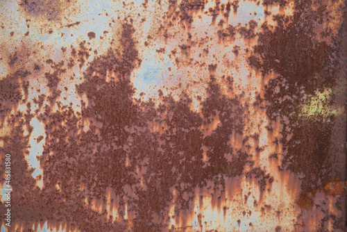 Rusty iron. The texture of the old rusty metal sheet. Closeup.