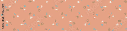 Gender neutral sunshine vector banner . Simple whimsical romantic 2 tone border. Kids nursery wallpaper or scandi all over print. 
