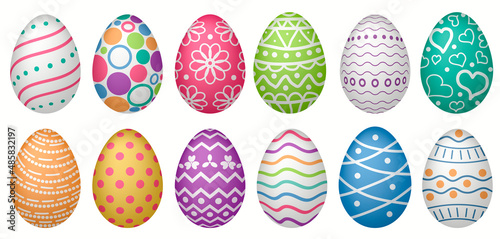 Easter Eggs with Realistic ornament pattern, Vector photo