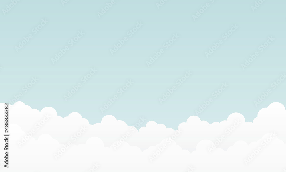 Blue gradient Sky and Clouds vector illustration with air effect. You can use it as a background and place your text.
