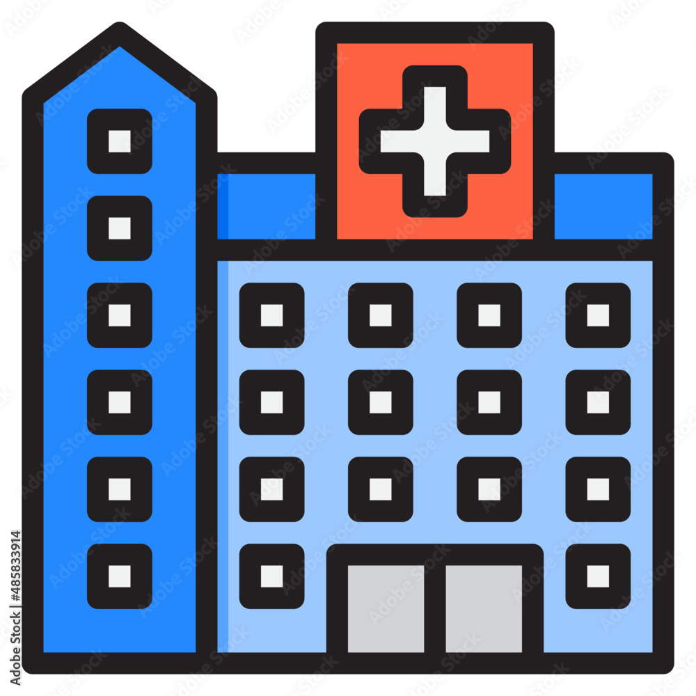hospital building color line style icon hospital building color line style icon