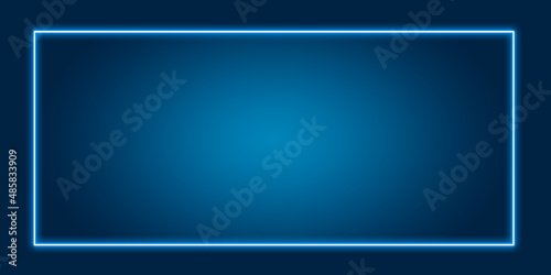 Rectangular, horizontal blue illustration with a neon blue border.