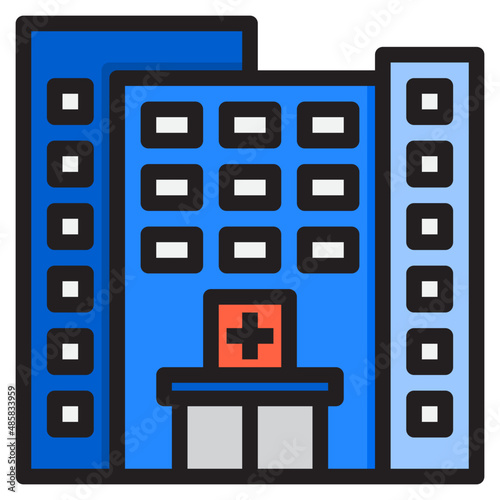 hospital building color line style icon