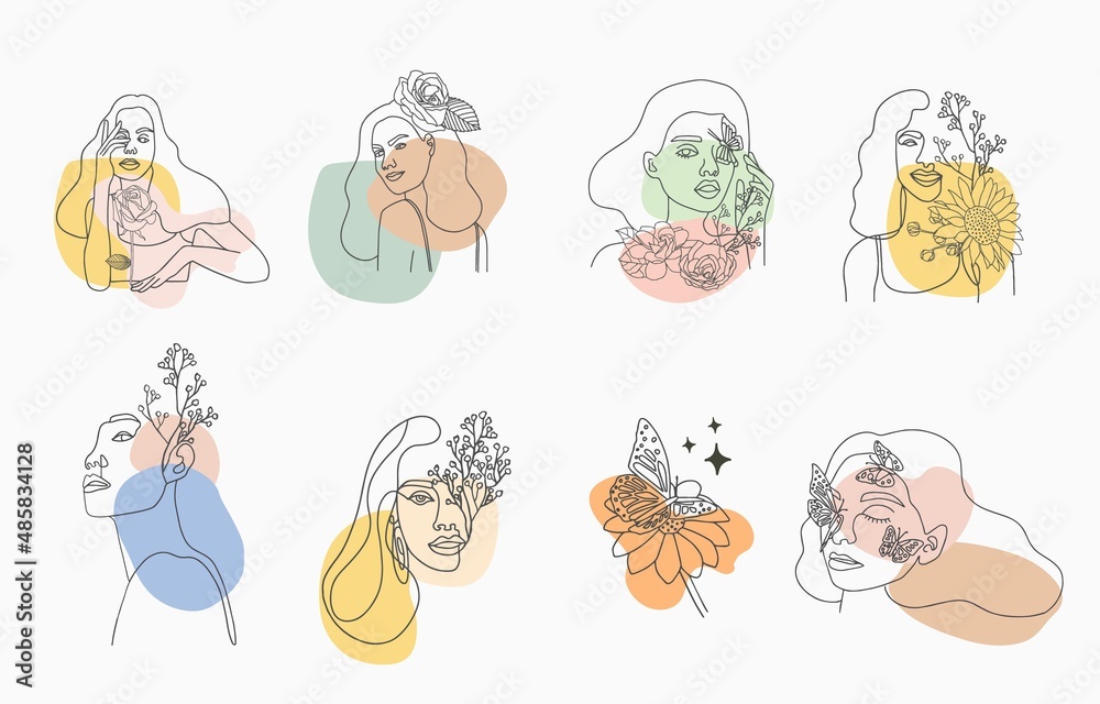 Beauty occult collection with woman,flower,butterfly.Vector illustration for icon,sticker,printable and tattoo Beauty occult collection with woman,flower,butterfly.Vector illustration for icon,sticker,printable and tattoo
