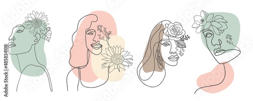 Collection of woman background set with color.Editable vector illustration for website, invitation,postcard and sticker