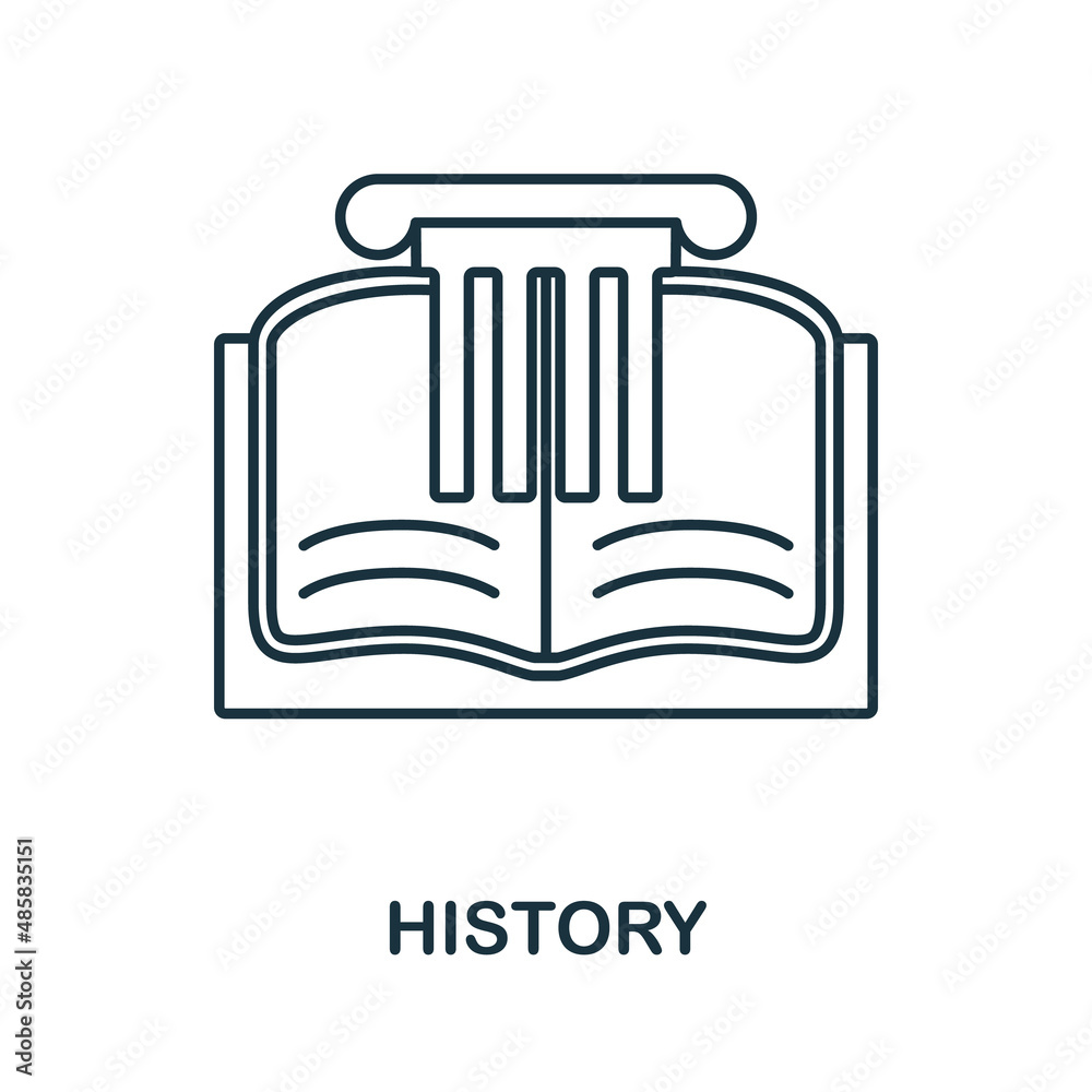 History icon. Line element from school education collection. Linear History icon sign for web design, infographics and more. History icon. Line element from school education collection. Linear History icon sign for web design, infographics and more.