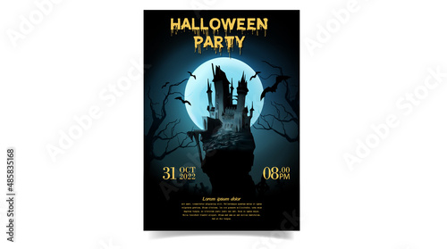 Halloween party poster . Vector design poster illustration . vector illustration.