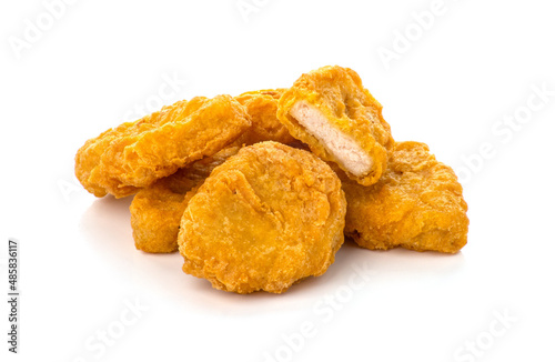 Fried chicken nuggets isolated on white background photo