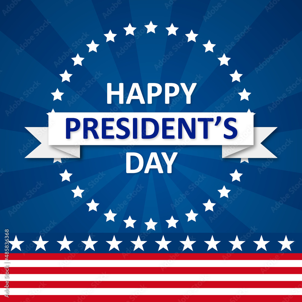 happy president's day in circle of stars with flag square social media post