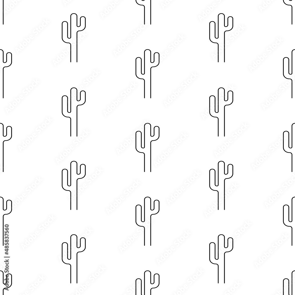 Cactus seamless pattern isolated on white background.