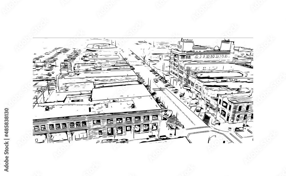 Building view with landmark of Manhattan is the most densely populated place in New York City. Hand drawn sketch illustration in vector. Building view with landmark of Manhattan is the most densely populated place in New York City. Hand drawn sketch illustration in vector.
