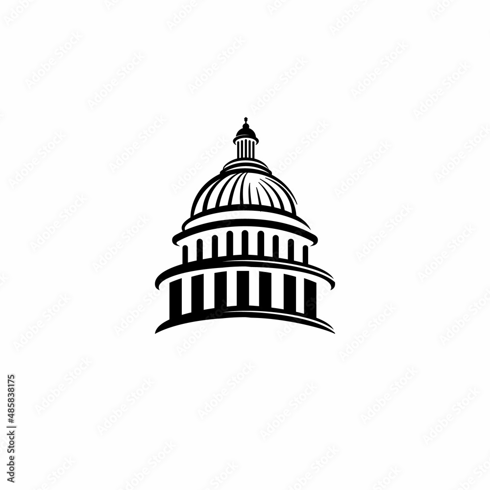 Simple Illustration Washington DC monument. Capitol Building Logo and Illustration
