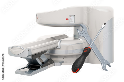 Service and repair of Opened CT, MRI Magnetic Resonance Imaging Scanner, 3D rendering