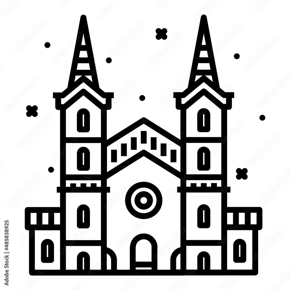 Medieval Town Hall Flat Icon Isolated On White Background