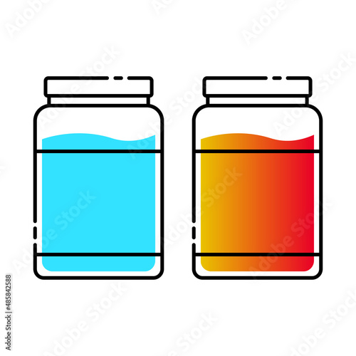 set of jars with liquid inside 