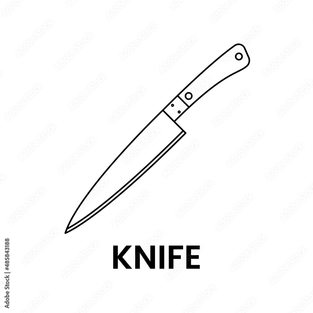 Knife Black and White Icon in Outline Style on a White Background Suitable for Logo, Kitchen, Utensil Icon. Isolated Knife Black and White Icon in Outline Style on a White Background Suitable for Logo, Kitchen, Utensil Icon. Isolated