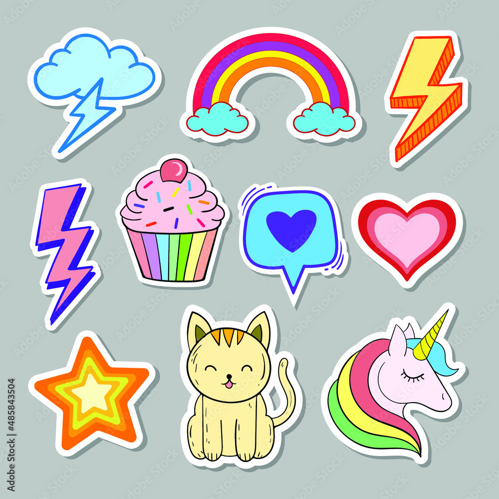 cute sticker collection for kids free vector