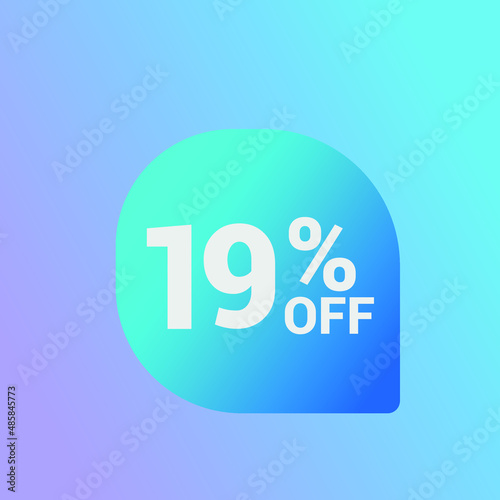 19% off Sale banner offer ad discount promotion vector banner. price discount offer. season sale promo sticker colorful background