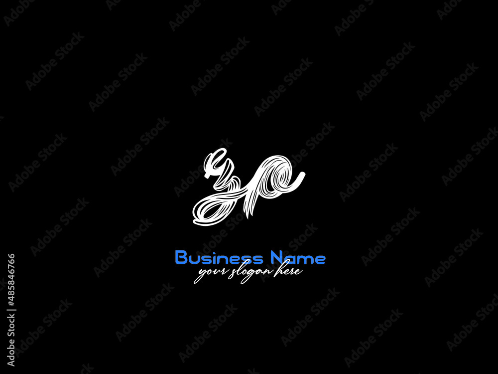 Monogram ZP Logo Initial with Signature Brush Letter Logo Stock Vector ...