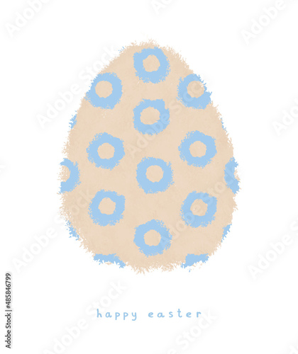 Leuke Hand Getekende Paasvakantie Vectorillustratie. Grappig beige ei met lichtblauwe cirkels geïsoleerd op een witte achtergrond, ideaal voor paaskaart.