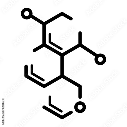 Molecule flat icon. Pictogram for web. Line stroke. Atom symbol isolated on white background. Vector eps10