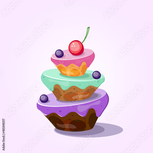sweet birthday cake colorful pink turquoise purple