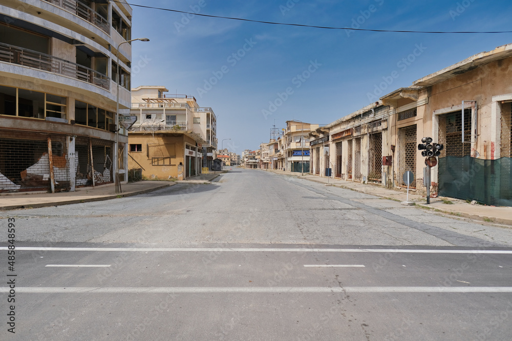 The abandoned city Varosha in Famagusta, North Cyprus. The local name is The abandoned city Varosha in Famagusta, North Cyprus. The local name is