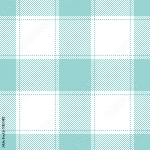 Buffalo check plaid pattern in desaturated cyan. Seamless textured vichy background in green blue turquoise for flannel shirt, skirt, tablecloth, other modern spring summer fashion textile design.