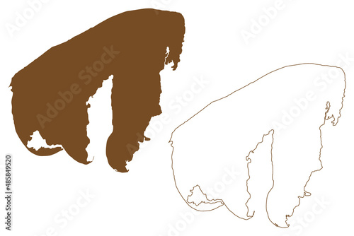 Poel island (Federal Republic of Germany) map vector illustration, scribble sketch Poel map