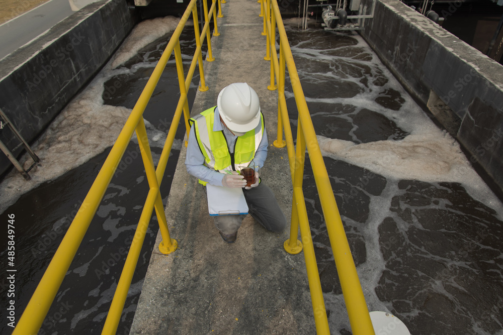 Wastewater treatment concept. Service engineer on waste water Treatment