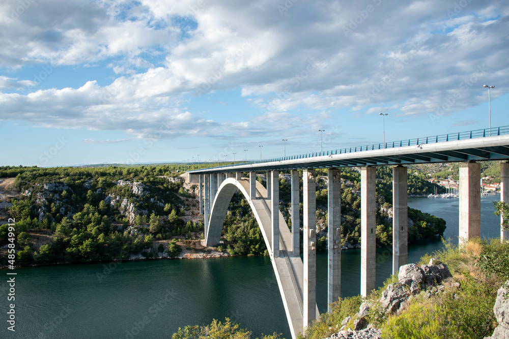 Fototapeta premium bridge in croatia on the highway ,bridge over the river in the mountains