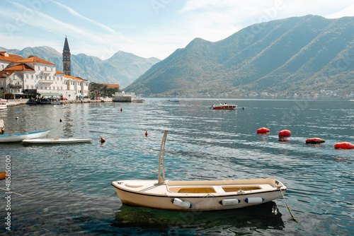 Fototapeta Naklejka Na Ścianę i Meble -  Fishing boats on waves on mediterranean european coast