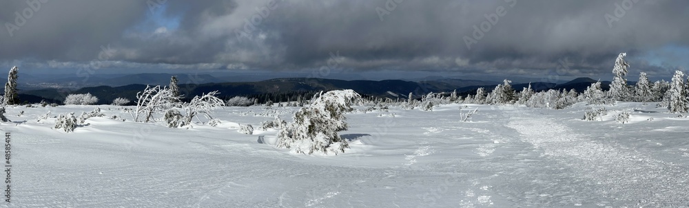 Le gazon du Faing sur la route des crêtes dans le massif des Vosges en hivers