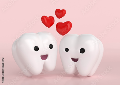 Happy white teeth in love celebrating valentine's day
