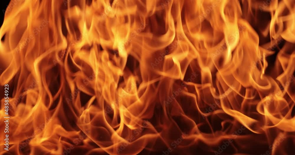 Flames of fire on black background in slow motion Flames of fire on black background in slow motion