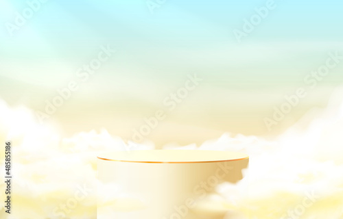 Stage podium with lighting, Stage Podium Scene with for Award, Decor element background. Vector 