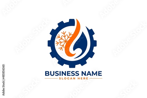 HVAC, oil, gas, air condition and heating logo.
