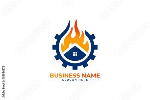 HVAC, oil, gas, air condition and heating logo.
