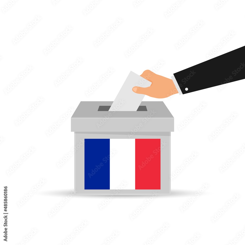 France voting concept. Hand putting paper in the ballot box. Isolated vector illustration. France voting concept. Hand putting paper in the ballot box. Isolated vector illustration.