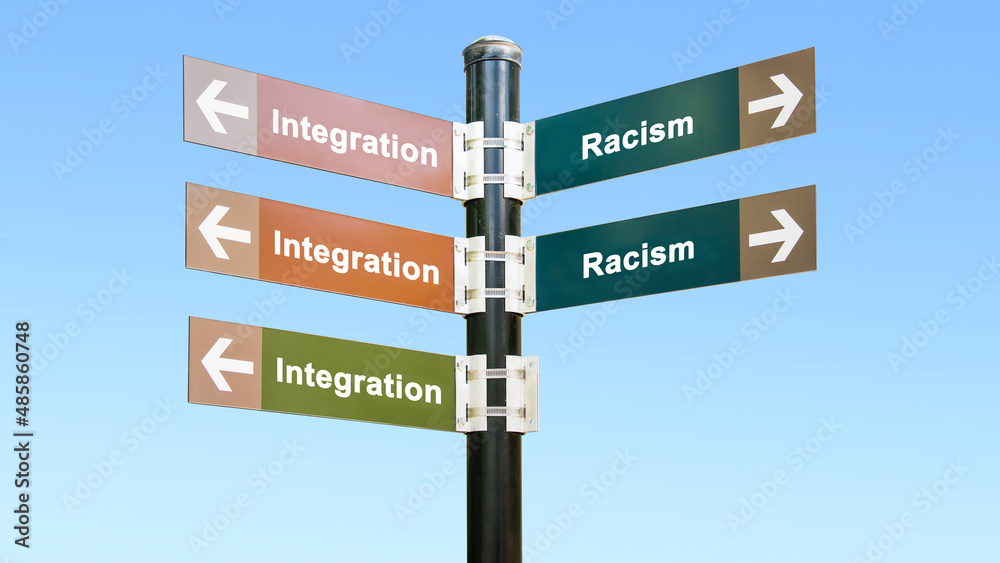 Fototapeta premium Street Sign Integration versus Racism