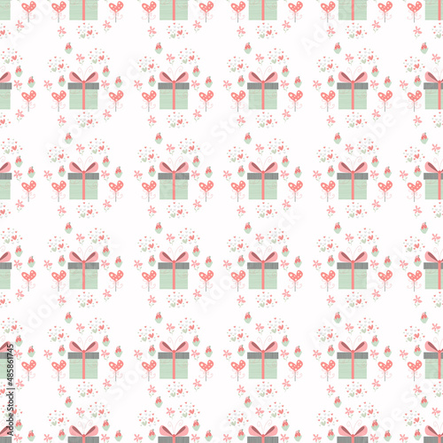 Seamless pattern background Christmas vector illustration  gifts for loved ones