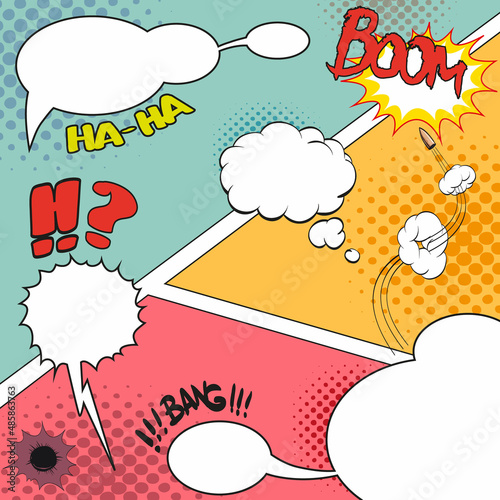 Fotografija Comic book speech bubbles background, vector illustration