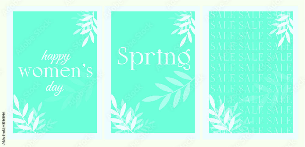 card with women's day in vector, congratulations on March 8, printing on March 8, spring collection of templates in the same style, discounts, hello spring, spring promotion, layouts for discounts