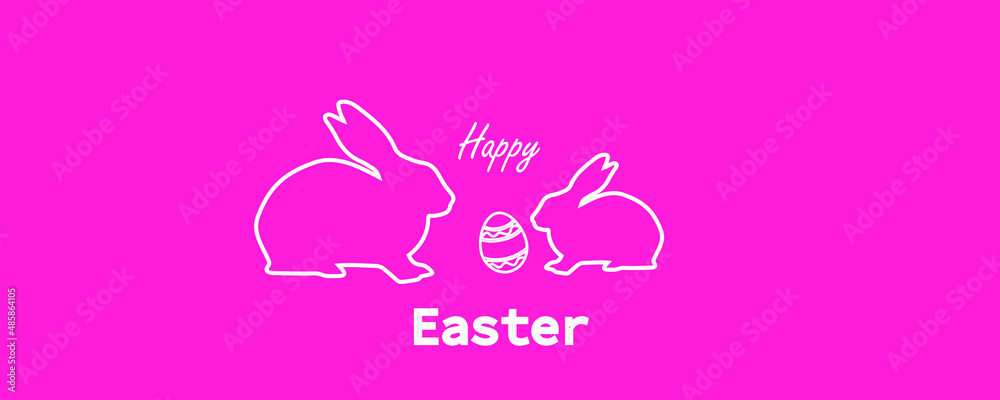 Happy Easter background. Easter banner. Modern minimalistic style. Horizontal poster, greeting card, website header. The ability to change to any size and color without loss of quality.EPS10.
