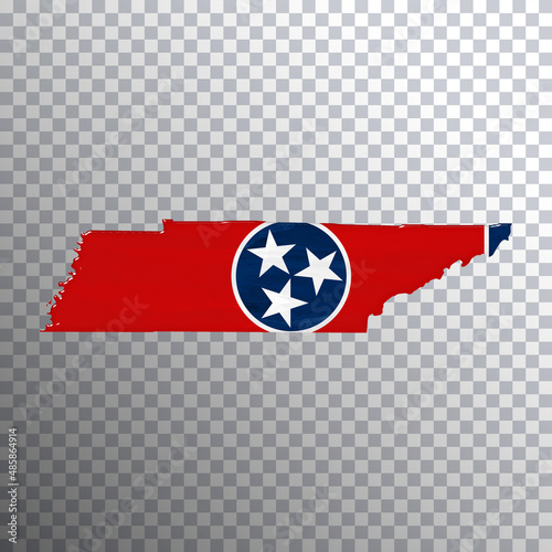 Tennessee flag and map, transparent background